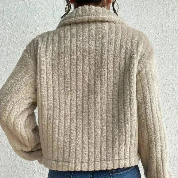 Apricot Casual Women's Flap Detail Fluffy Jacket - Picture 2 of 7